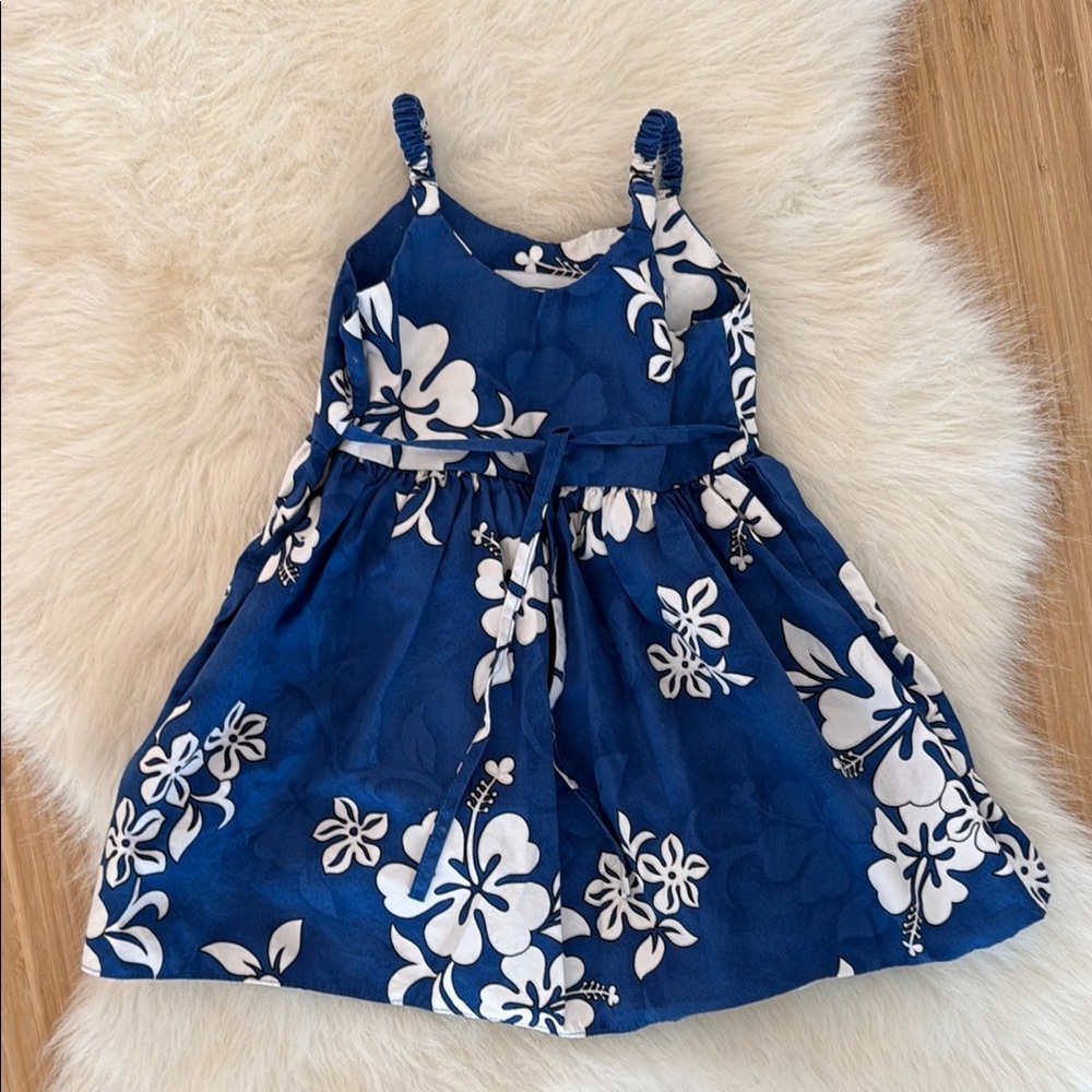 Hawaiian Blue and White Kids Dress